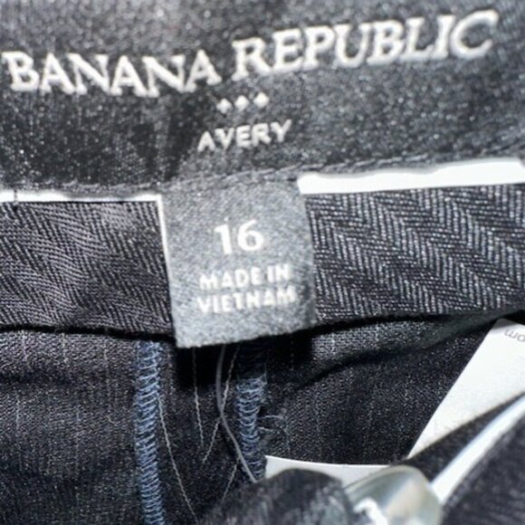 Banana Republic Women's 16 Avery Pants Slacks Black Pinstripe Cloth Tie Waist NW - Picture 3 of 7